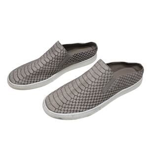 VINCE Blair Snakeskin Embossed Leather Skate Sneakers Women 7.5 M Gray Slip on